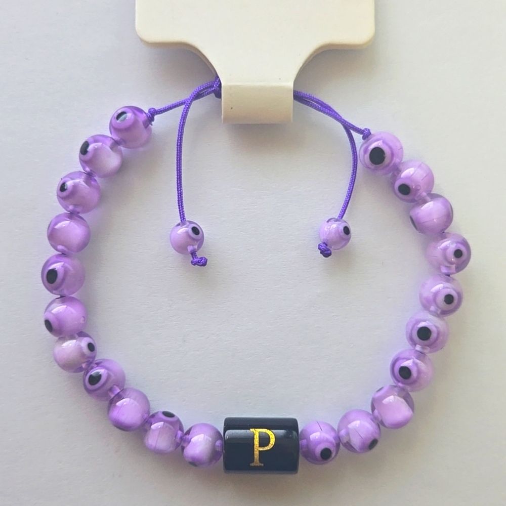 Evil Eye Gem Stone Bracelet Letter P